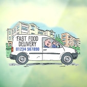 Fast Food Levering met telefoonnummer Raamsticker (Vel 3)