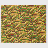 Fast Food Lover Cheese Burger | Gepersonaliseerde  Cadeaupapier (Vlak)