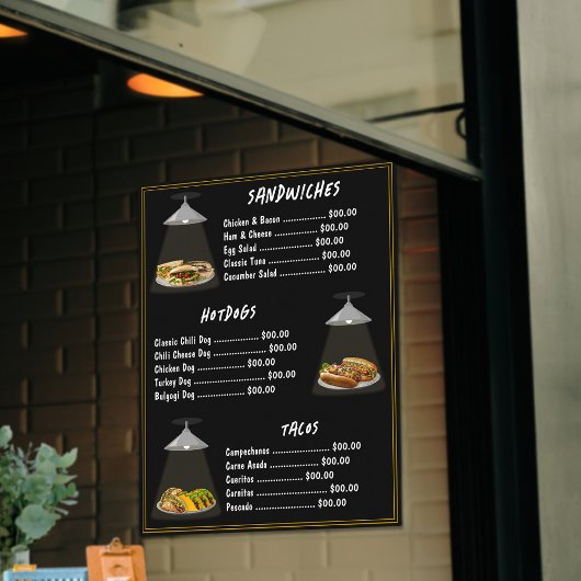 Fast Food Menu Sandwiches | Hotdogs | Tacos Zwart Poster