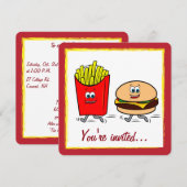 Fast Food Party-uitnodiging Kaart (Voorkant / Achterkant)