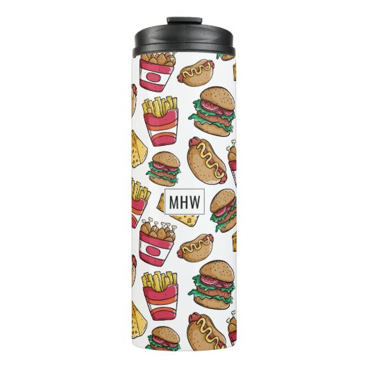 Fast Food Pattern Custom monogram tumbler Thermosbeker (Voorkant)