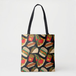 fast food pizza burger hotdog franse friet taco ' tote bag