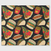 fast food pizza burger hotdog franse friet tacos cadeaupapier (Vlak)