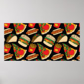 fast food pizza burger hotdog franse friet tacos poster (Voorkant)