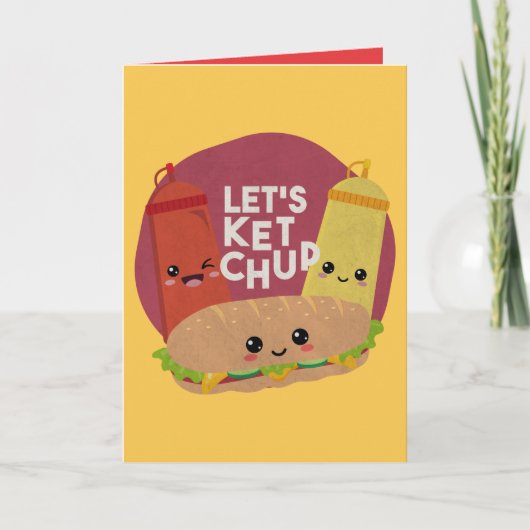 Fast Food Pun: Laten we Ketchup Notitiekaartje (Voorkant)