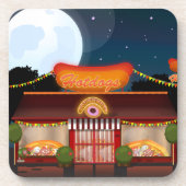 Fast Food Restaurant Cartoon Bier Onderzetter (Voorkant)