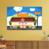 Fast Food Restaurant Cartoon Canvas Afdruk (Insitu (Woonkamer))