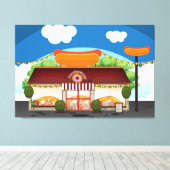 Fast Food Restaurant Cartoon Canvas Afdruk (Insitu (Houten vloer))