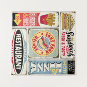 Fast food restaurants and diners retro signs colle wandkleed (Voorkant (horizontaal))