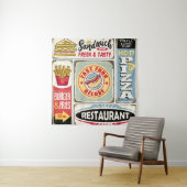 Fast food restaurants and diners retro signs colle wandkleed (In situ)