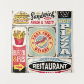 Fast food restaurants and diners retro signs colle wandkleed (Voorkant)