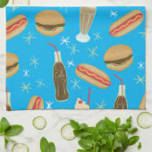 Fast Food Soda Fountain Junk Food Blue Theedoek (Gevouwen)