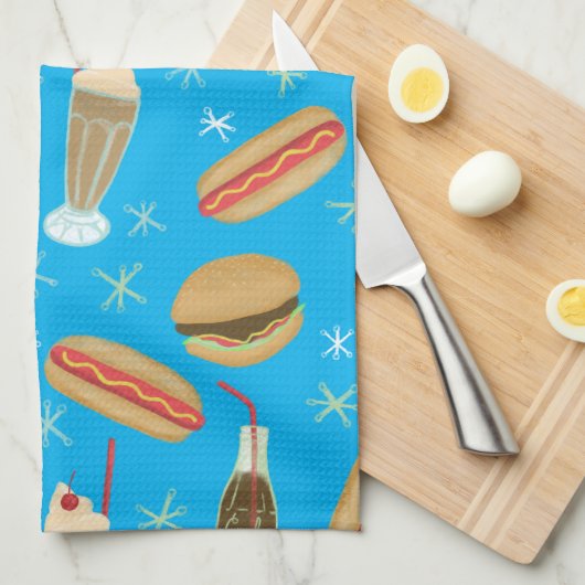 Fast Food Soda Fountain Junk Food Blue Theedoek (Quarter Fold)