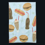 Fast Food Soda Fountain Junk Food Blue Theedoek<br><div class="desc">Decoreer je keuken met deze schattige handdoek. Het maakt een geweldige huisopwarming of een cadeau ter gelegenheid van de verjaardag! U kunt het aanpassen en tekst ook toevoegen. Bekijk mijn winkel voor nog veel meer kleuren en patronen, plus bijpassende keukenspullen!</div>