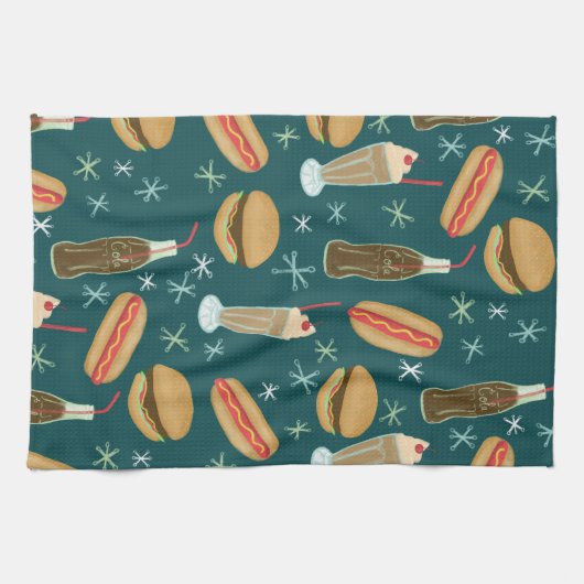 Fast Food Soda Fountain Junk Food Deep Green Theedoek (Horizontaal)