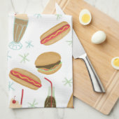 Fast Food Soda Fountain Junk Food White Theedoek (Quarter Fold)