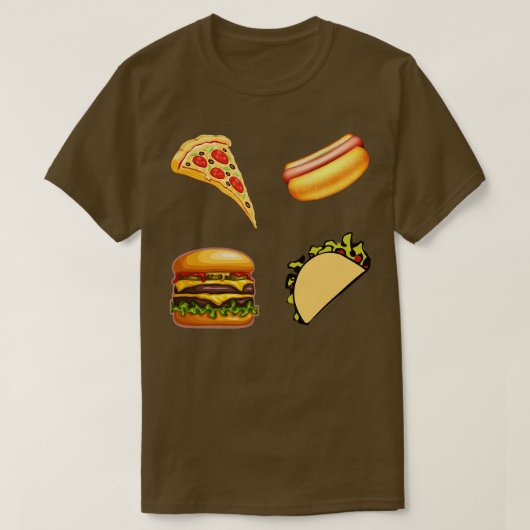 Fast Food Sticker Pack Pizza Hot Dog Burger Taco F T-shirt (Design voorkant)