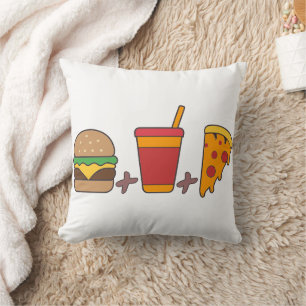 Fast-Food Trio: Burger, Frisdrank, Pizzapunt in Ve Kussen