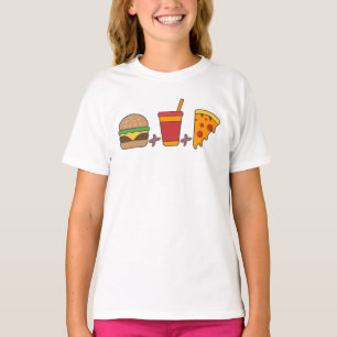 Fast-Food Trio: Burger, Frisdrank, Pizzapunt in Ve T-shirt