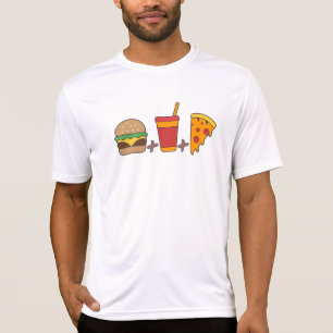 Fast-Food Trio: Burger, Frisdrank, Pizzapunt in Ve T-shirt
