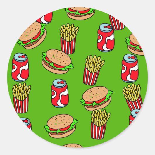 Fast Food-wallpaper Ronde Sticker (Voorkant)