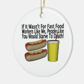 Fast Food Worker Keramisch Ornament (Links)