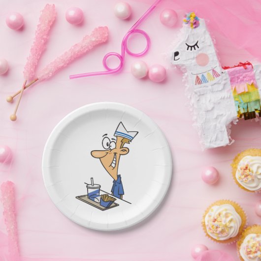 Fast Food Worker Papieren Bordje (Feest)