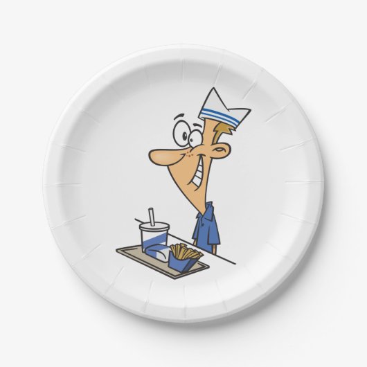 Fast Food Worker Papieren Bordje (Voorkant)