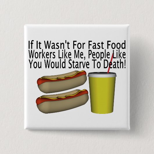 Fast Food Worker Vierkante Button 5,1 Cm (Voorkant)
