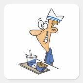 Fast Food Worker Vierkante Sticker (Voorkant)