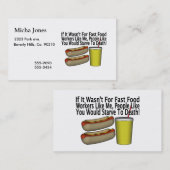 Fast Food Worker Visitekaartje (Voorkant / Achterkant)