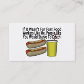 Fast Food Worker Visitekaartje (Achterkant)