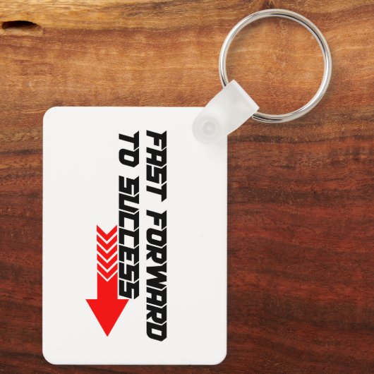 Fast Forward – Bold Red Motivation Quote Design Sleutelhanger (Achterkant)