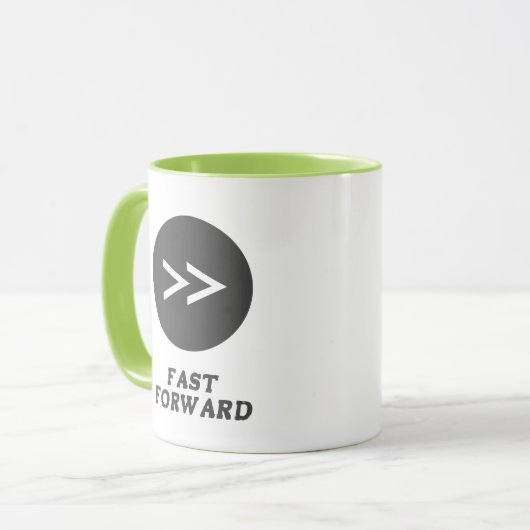 Fast Forward Button Lime Green Mok (Voorkant links)