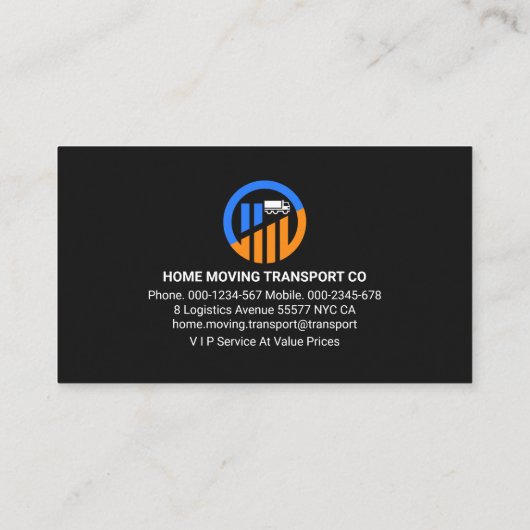 Fast Home Movers Transport Trucker Visitekaartje (Achterkant)