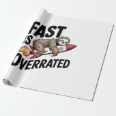 Fast is Overrated Sloth Rocket Cadeaupapier (Uitgerold)