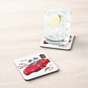 Fast Lane Racing Geruite Vlag & Autoparty Bier Onderzetter
