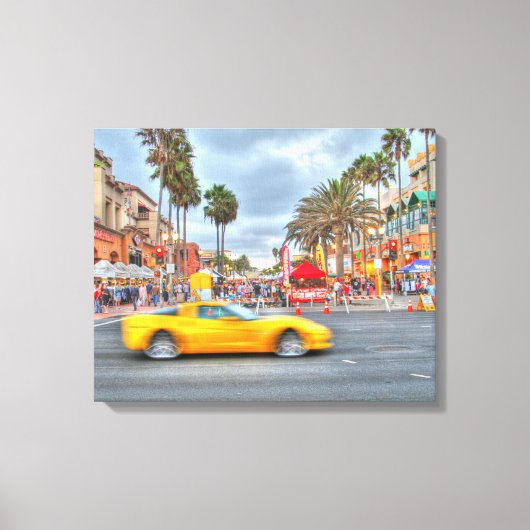 Fast Motion Corvette" PCH en hoofdstraat Canvas Afdruk (Voorkant)