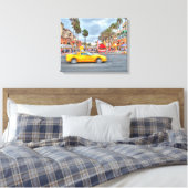 Fast Motion Corvette" PCH en hoofdstraat Canvas Afdruk (Insitu (Slaapkamer))