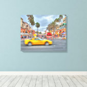 Fast Motion Corvette" PCH en hoofdstraat Canvas Afdruk (Insitu (Houten vloer))