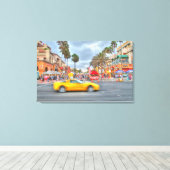 Fast Motion Corvette" PCH en hoofdstraat Canvas Afdruk (Insitu (Houten vloer))