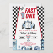 Fast One 1st birthday Boy Racing Car Invitation Kaart (Voorkant)
