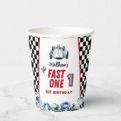 Fast One 1st birthday Boy Racing Car  Papieren Bekers (Voorkant)
