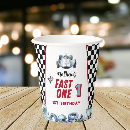 Fast One 1st birthday Boy Racing Car  Papieren Bekers