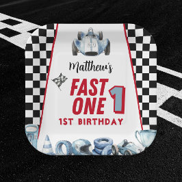 Fast One 1st birthday Boy Racing Car  Papieren Bordje