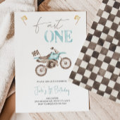 Fast ONE Baby Blue Dirt Bike Verjaardag uitnodigin Kaart