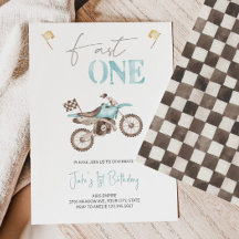 Fast ONE Baby Blue Dirt Bike Verjaardag uitnodigin