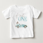 Fast One Baby Blue Race Car Birthday T-shirt (Voorkant)