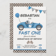Fast One Birthday Party Blue Race Car 1st Birthday