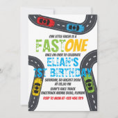 Fast One Birthday Race Car Track Party Kaart (Voorkant)